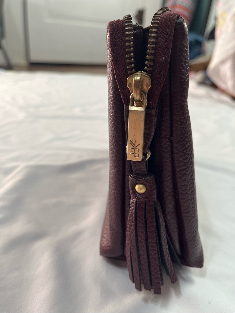 Freshly Picked Maroon Pebbled Leather Zip Clutch - Picture 7 of 7